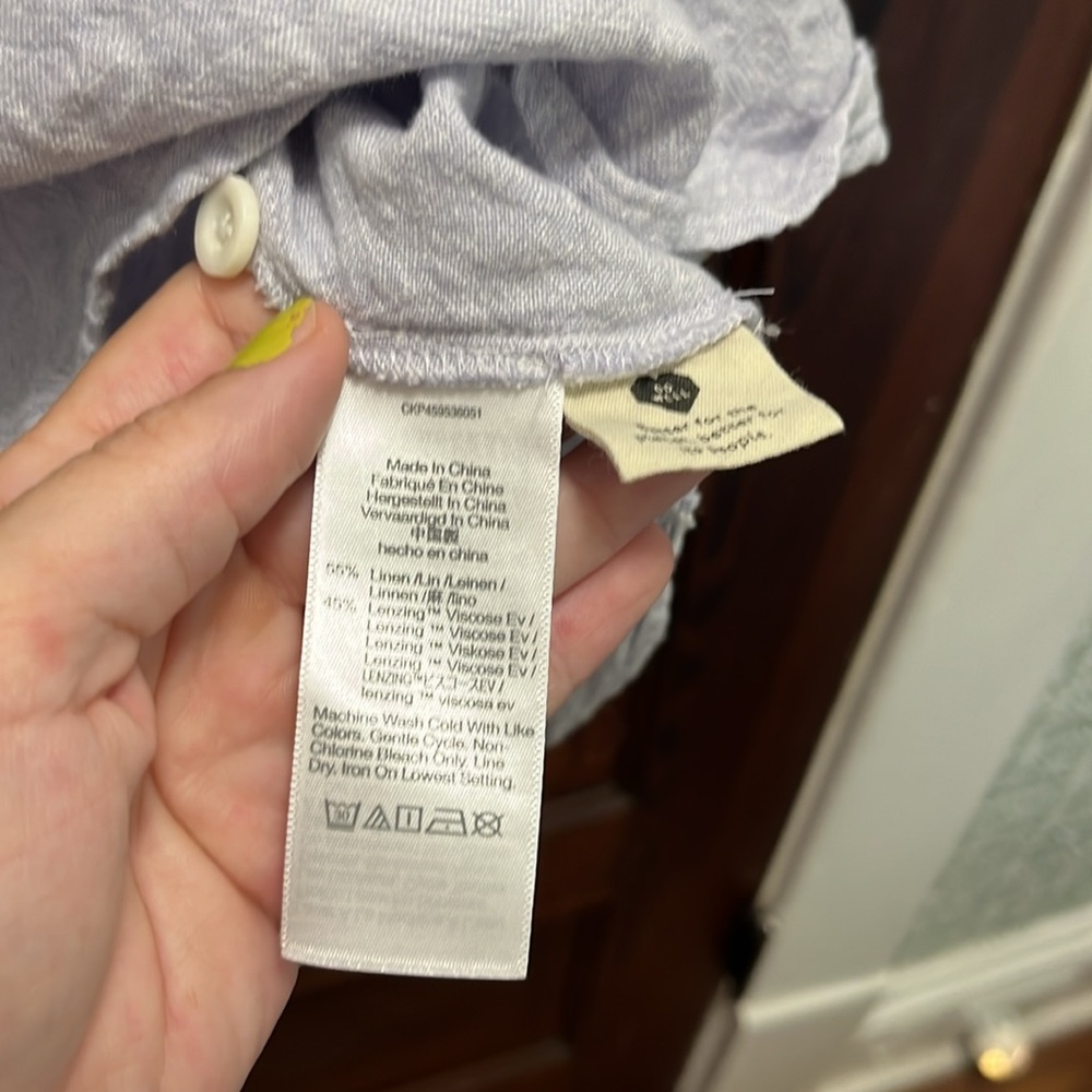Madewell Linen-Blend Swenson Popover Shirt in Distant Lavender size XS - Picture 7 of 8